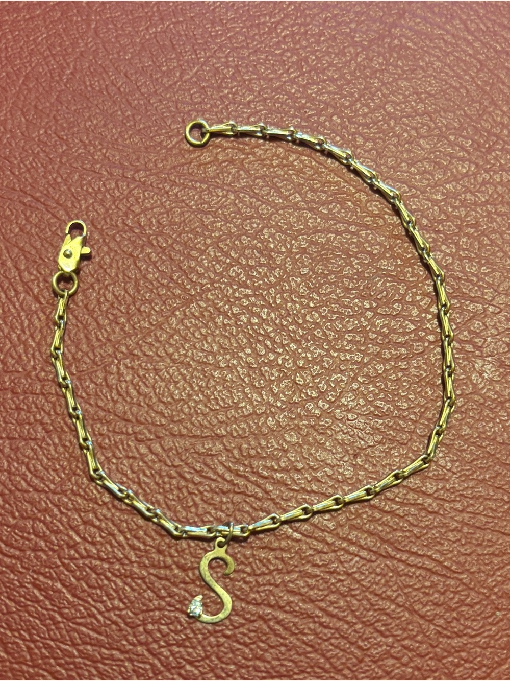 ✨Gold Initial 'S' Chain Bracelet with Crystal Accent